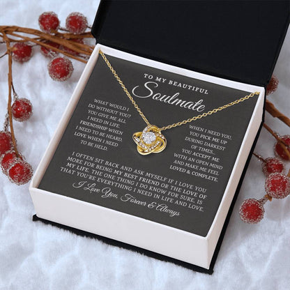 To My Beautiful Soulmate Necklace Gift For Girlfriend Anniversary Birthday Gift Sentimental Gift Love Knot Necklace