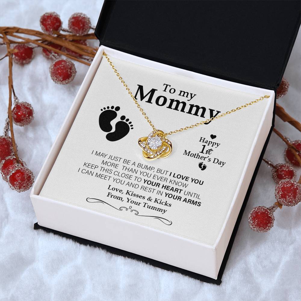 Happy 1St Mother's Day Expecting Mother Gift Present For Pregnant Friend Not For Baby Unique Gifts For Mom To Be Love Knot Necklace