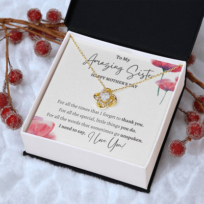 Mothers Day Gift For Sister Sister Mothers Day Gift Sister Necklace Gift On Mothers Day Sentimental Mothers Day Gift For Sister J Love Knot Necklace