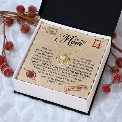 Gift To Mother Love Knot Mother&#39;S Day Gift Necklace Gift For Mother Mother Gift From Daughter Mother Gift From Son Mother Messag Love Knot Necklace