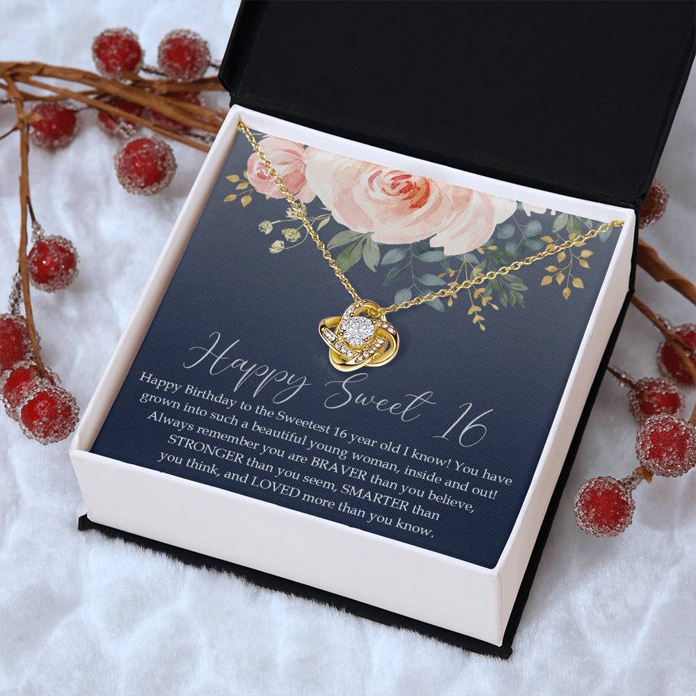 Sweet 16 Gift 16Th Birthday Gift Girl Necklace Sweet 16 Necklace Love Knot Necklace
