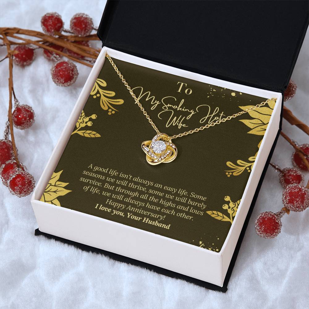 Happy Anniversary To Wife With Message Card From Husband To Wife Happy Anniversary Gift Jewelry For Wife Necklace Gift Fo Love Knot Necklace