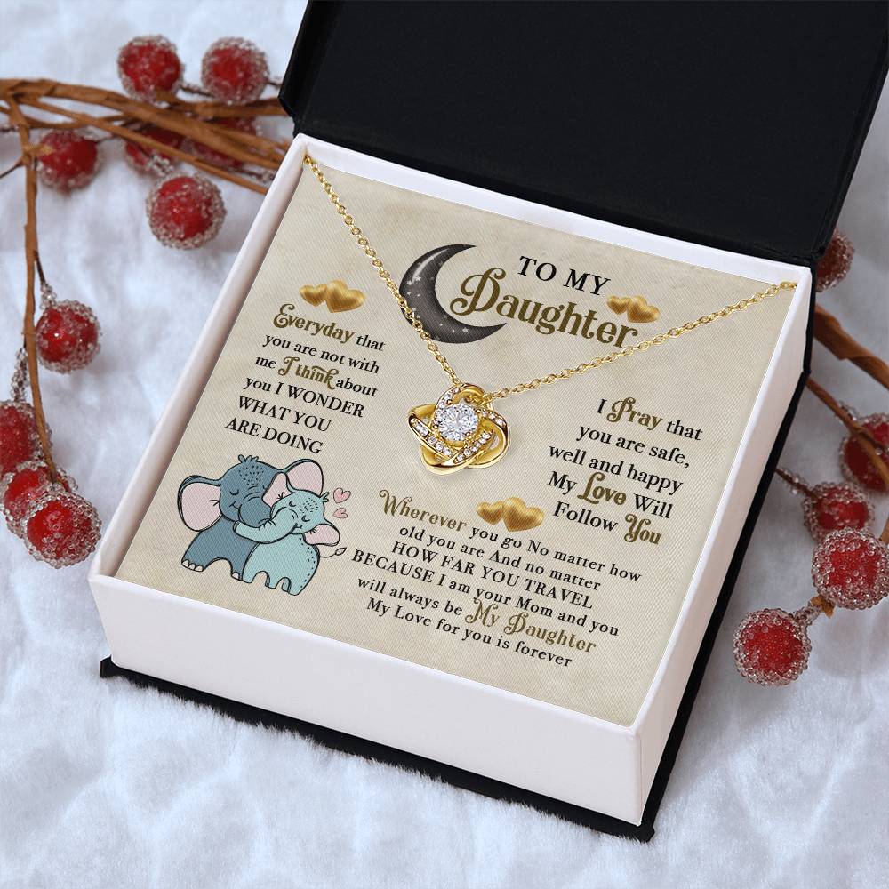 To My Daughter Elephant Mom Birthday Gift To My Daughter Elephant Love Necklace Gift For Daughter Daughter Birthday Daughte Love Knot Necklace