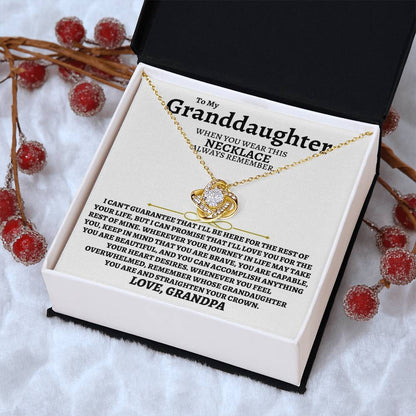 To My Granddaughter Necklace Granddaughter Jewelry Gift From Grandpa Meaningful Gift For Her Love Knot Necklace