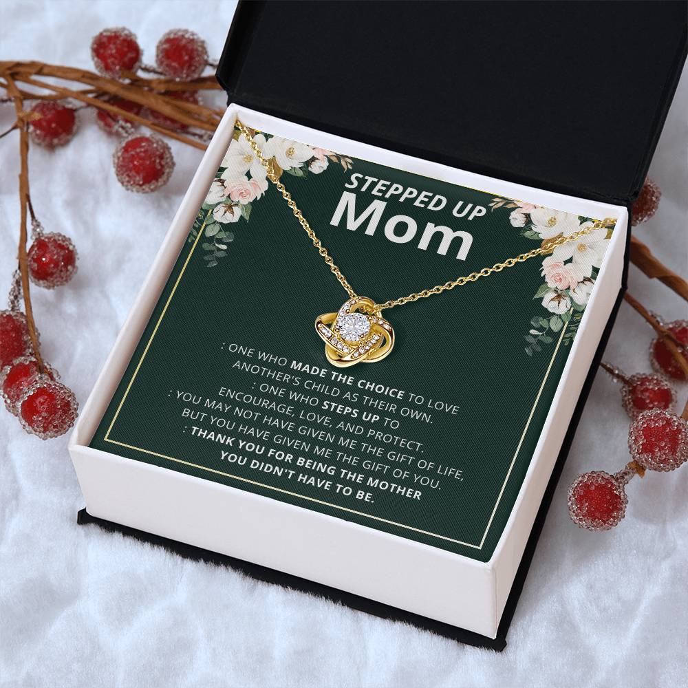 To My Step Mom Stepped Up Mom Necklace Gift For Bonus Mom Second Mom Birthday Mother's Day Gift Love Knot Necklace