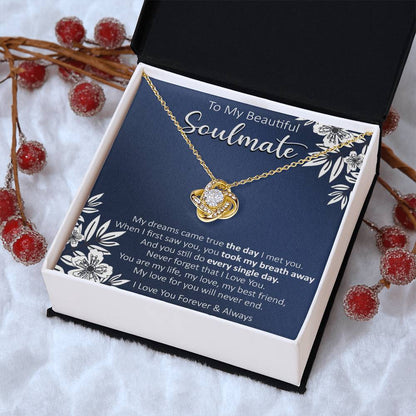 Gift For Your Soulmate - My Dreams Navy Flower Love Knot Necklace Love Knot Necklace