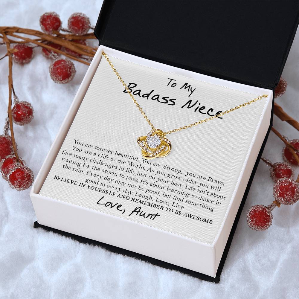 To My Badass Niece Necklace Gift For Niece From Aunt Gift For Birthday Wedding Graduation Auntie To Niec Love Knot Necklace