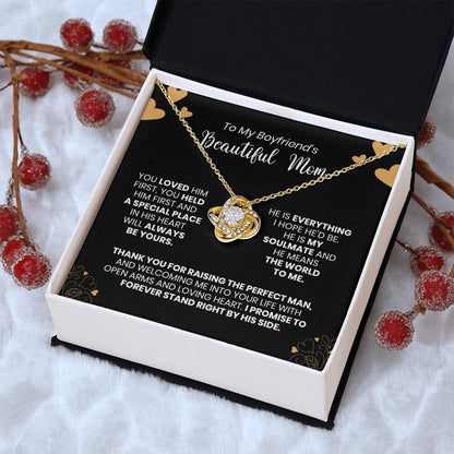 To My Boyfriend's Mom - Thank You For Raising The Perfect Man - Love Knot Necklace Love Knot Necklace