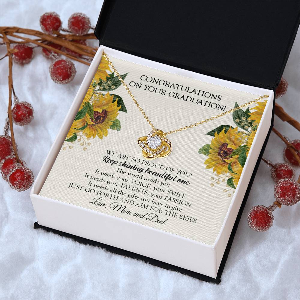 To Our Daughter Graduation Necklace Graduation Gift For Daughter From Mom & Dad Love Knot Necklace
