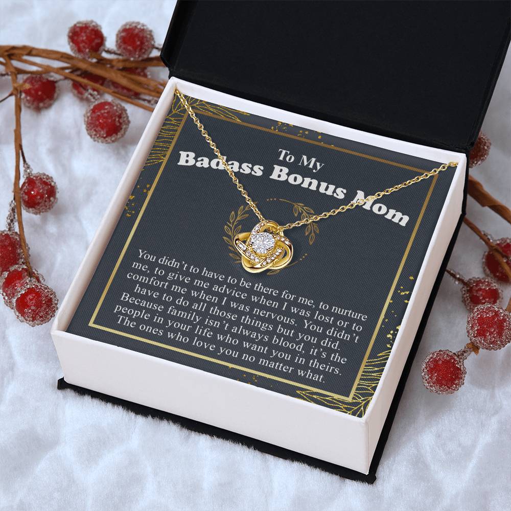 To My Badass Bonus Mom Love Knot Necklace
