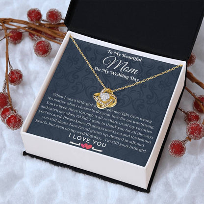 Mother Of The Bride Gift From Daughter To My Lovely Mom On My Wedding Day Necklace Gift From Bride To Mother Momm Love Knot Necklace