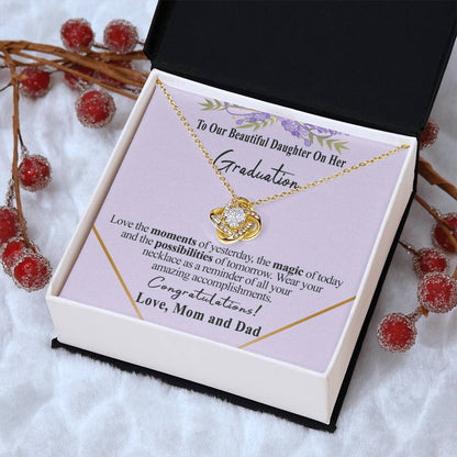 Class Of 2022 Graduation Gift Necklace To Our Beautiful Daughter On Her Graduation To Daughter Gift From Mom And Dad High School Graduation College Grad Love Knot Necklace