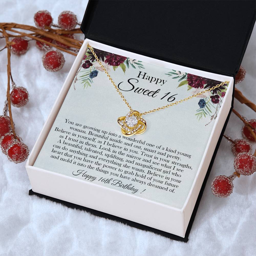 Sweet 16 Gift 16Th Birthday Gift For Her Sweet 16 Necklace Gift For 16 Year Old Girl Love Knot Necklace