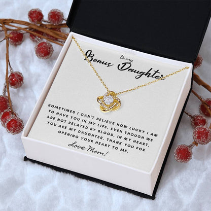 Not By Blood But By Heart Mom Gift To Daughter Ne Love Knot Necklace