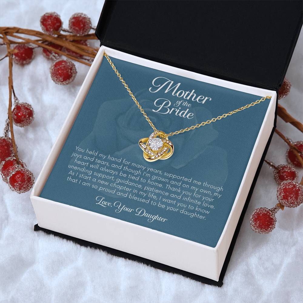 Mother Of The Bride Gift From Daughter Gift For Mom On Wedding Day Mom Gift From Daughter Mother Cross Necklace Jewelry Gift Love Knot Necklace