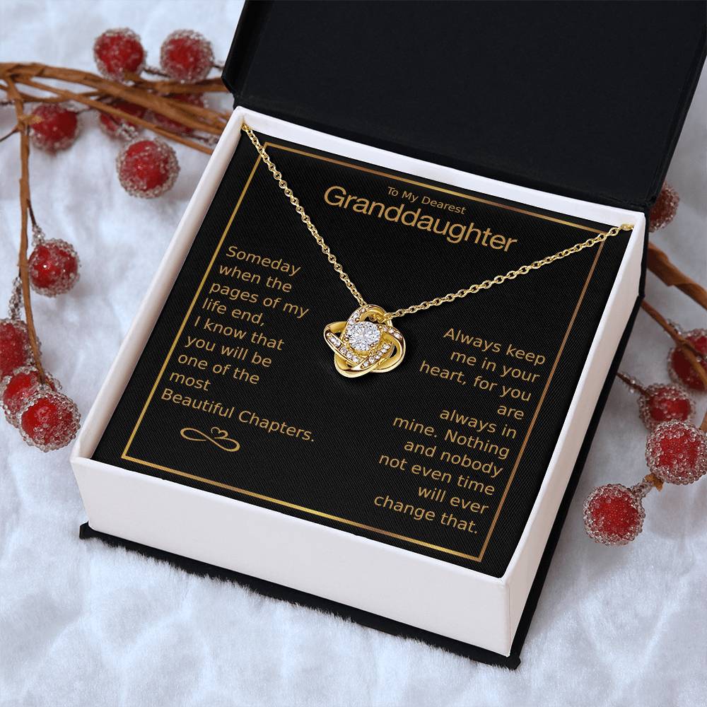 To My Dearest Granddaughter Love Knot Necklace Love Knot Necklace