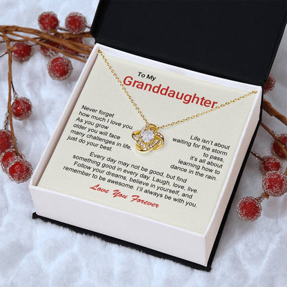 To My Granddaughter Love Knot Necklace