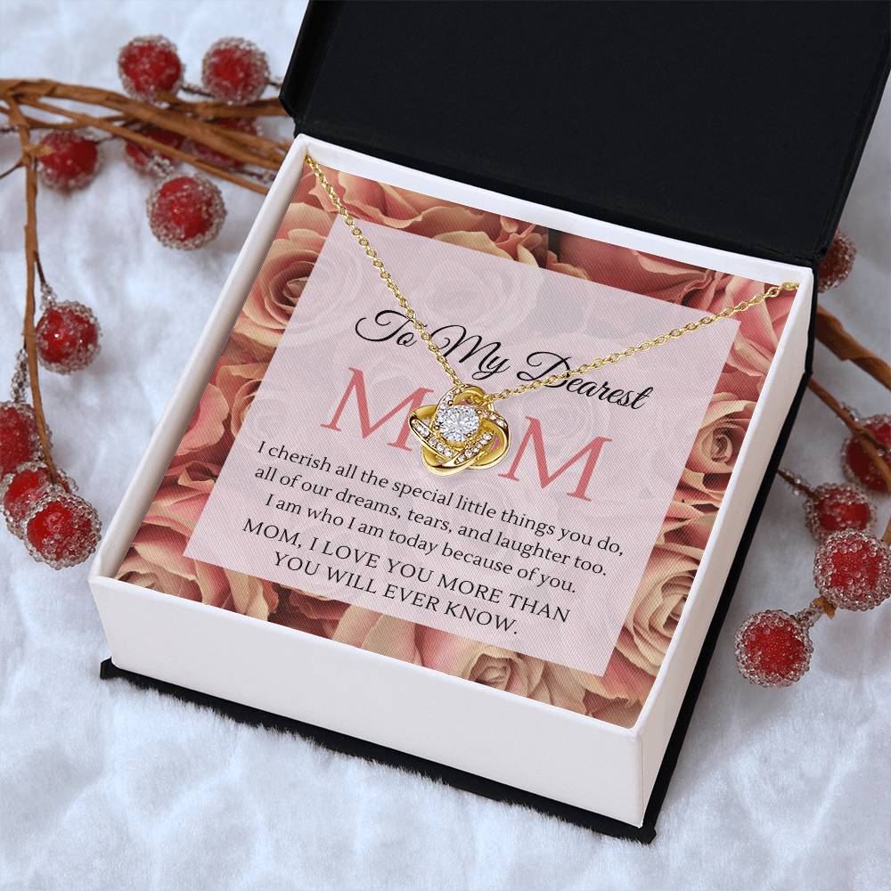 Mom I Love You More Than You Will Ever Know Cz Pendant And Earrings Gift Set Love Knot Necklace