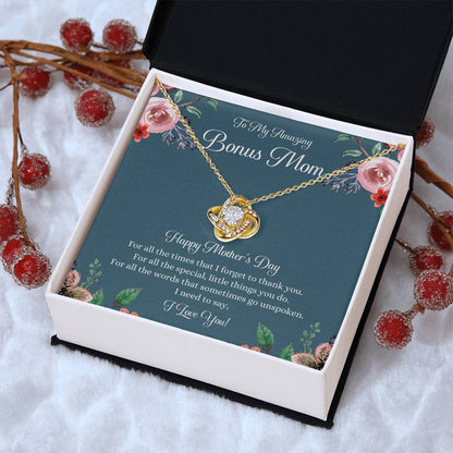 Bonus Mom Necklace Mothers Day Gift Daughter To Mom Gift Bonus Mom Step Mom Gift Present For Stepmom On Mothers Day Stepmom Necklace 1 Love Knot Necklace
