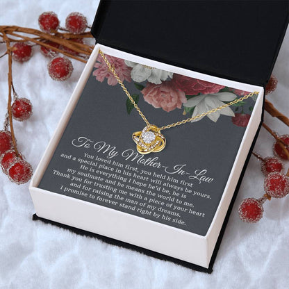 To My Mother-In-Law Necklace Mother Of The Groom Gift Mother In Law Gift From Bride Love Knot Necklace