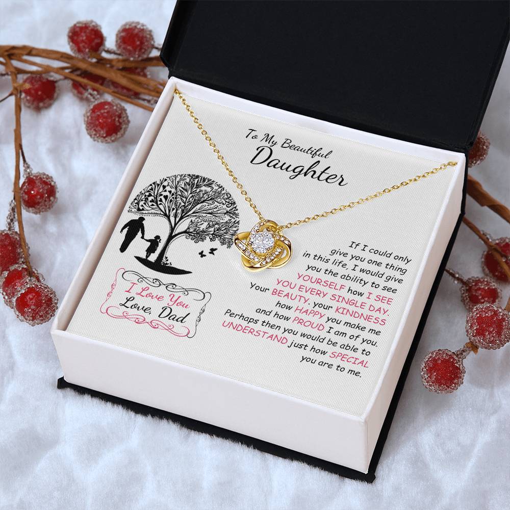 To My Beautiful Daughter Necklace Birthday Necklace For Girl Graduation Gifts For Her High School College Handmade Jewelry For Da Love Knot Necklace