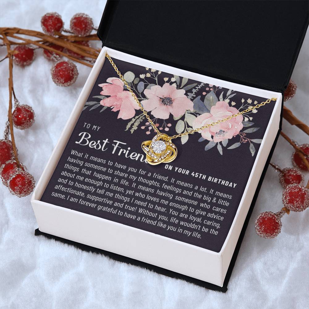 Gift For Best Friend 45Th Birthday 45Th Birthday Gift For Her Meaningful Best Friend 45Th Birthday Necklace Unique Gifts 45Th Bi Love Knot Necklace