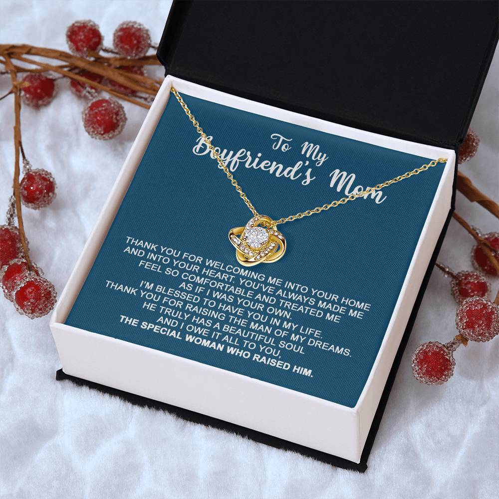 To My Boyfriend's Mom - I Owe It All To You - Necklace Christmas Gift For Boyfriends Mom Pendant Necklace Mothers Day Gift For Boyfr Love Knot Necklace