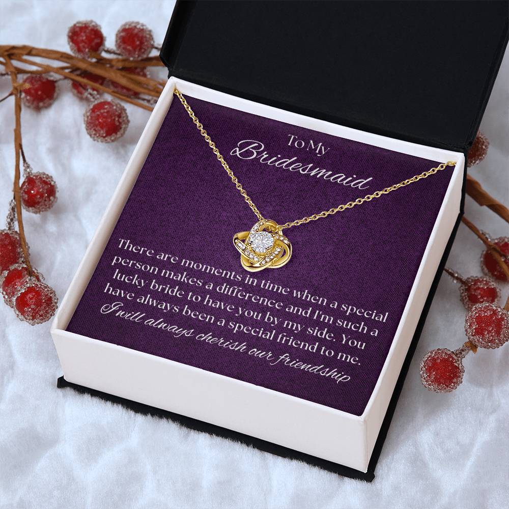Bridesmaid For A Day Friends For Life(2) Love Knot Necklace