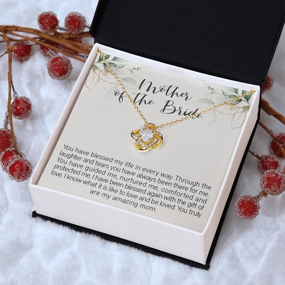 Mother Of The Bride Necklace Gift For Mom From Bride Wedding Jewelry Gift F Love Knot Necklace
