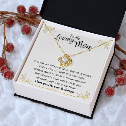 To My Loving Mom Love Knot Necklace