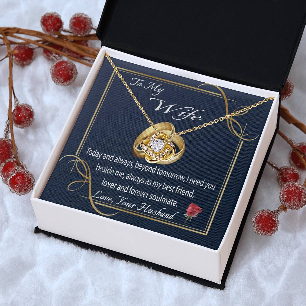 To My Wife Necklace With Message Card I Love You Necklace For Wife Anniversary Gift For Her Wife Birthday Gift Necklace Love Knot Necklace