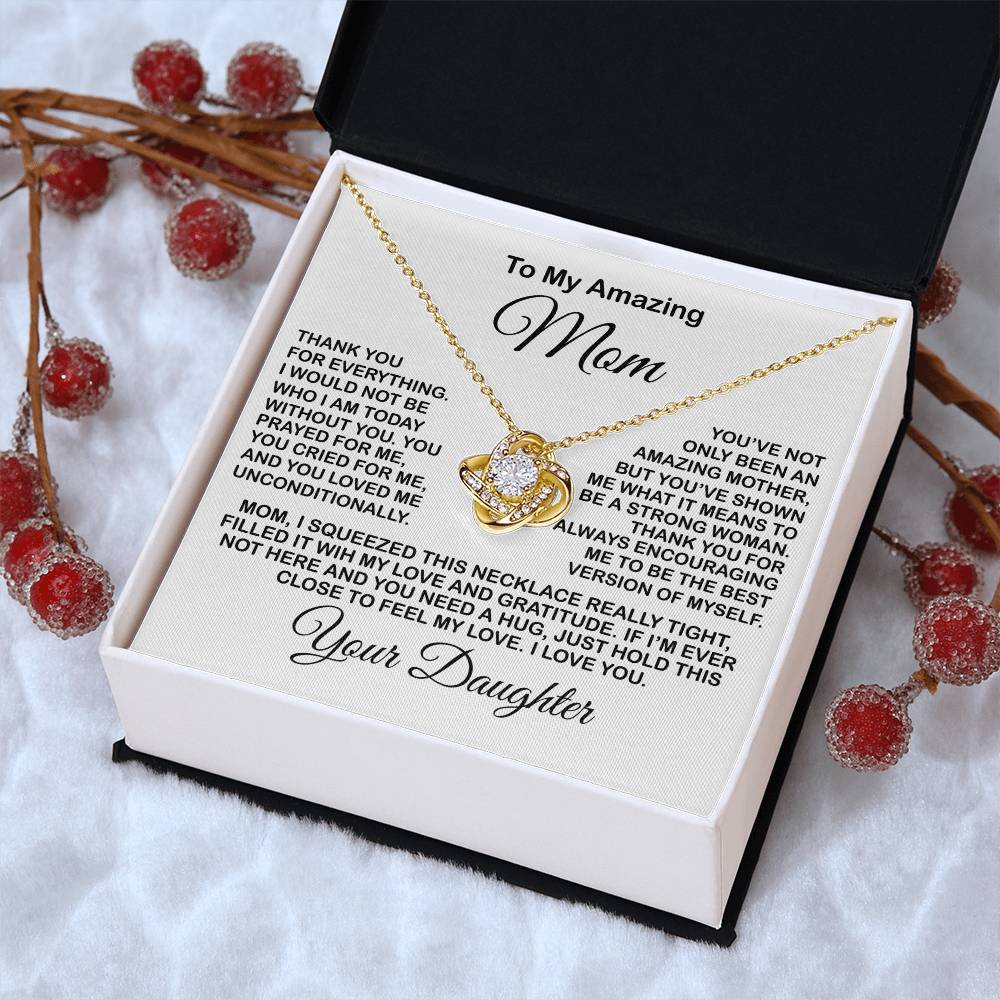 Present For Mom From Daughter Love Knot Necklace