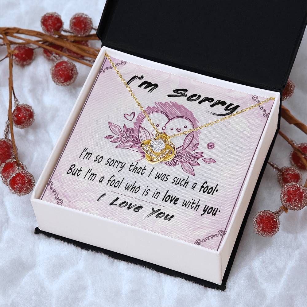 I'm Sorry Message Card Necklace For Wife Apology Gift F Love Knot Necklace
