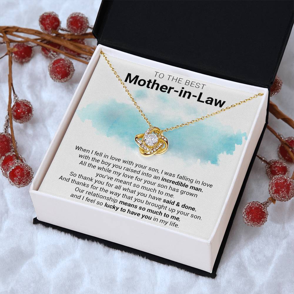 Gift For Mother-In-Law - Lucky To Have You - Love Knot Love Knot Necklace