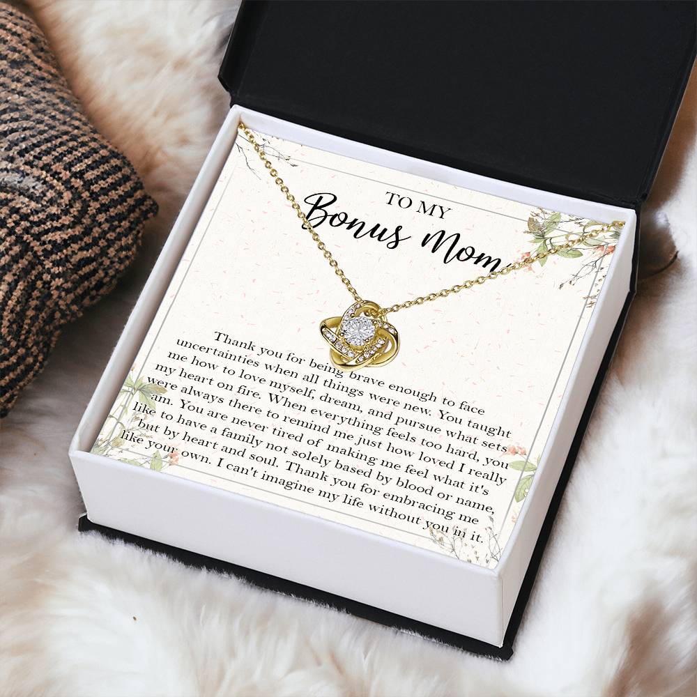 To My Bonus Mom Necklace Gift Bonus Mom Necklace Step Mom Gift For Birthday Unique Message Card From Daughter Son To S Love Knot Necklace