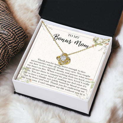 To My Bonus Mom Necklace Gift Bonus Mom Necklace Step Mom Gift For Birthday Unique Message Card From Daughter Son To S Love Knot Necklace