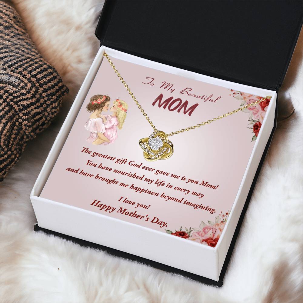 Mother's Day Gift Necklace To Mom From Daughter Gift Necklace Love Knot Pendant Necklace For Mom Mother's Day Gifts Love Knot Necklace