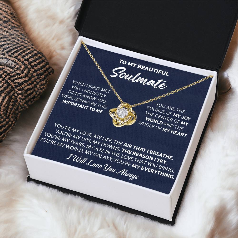 Gift For Your Soulmate - My Joy I Breath Love Knot Necklace Love Knot Necklace