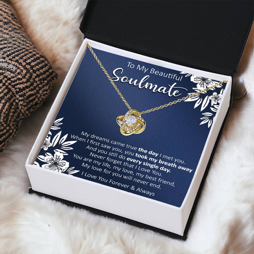 Gift For Your Soulmate - My Dreams Navy Flower Love Knot Necklace Love Knot Necklace