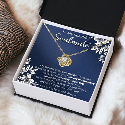 Gift For Your Soulmate - My Dreams Navy Flower Love Knot Necklace Love Knot Necklace