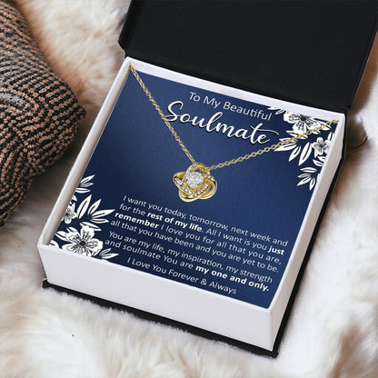 Gift For Your Soulmate - Today For All Navy Flower Love Knot Necklace Love Knot Necklace