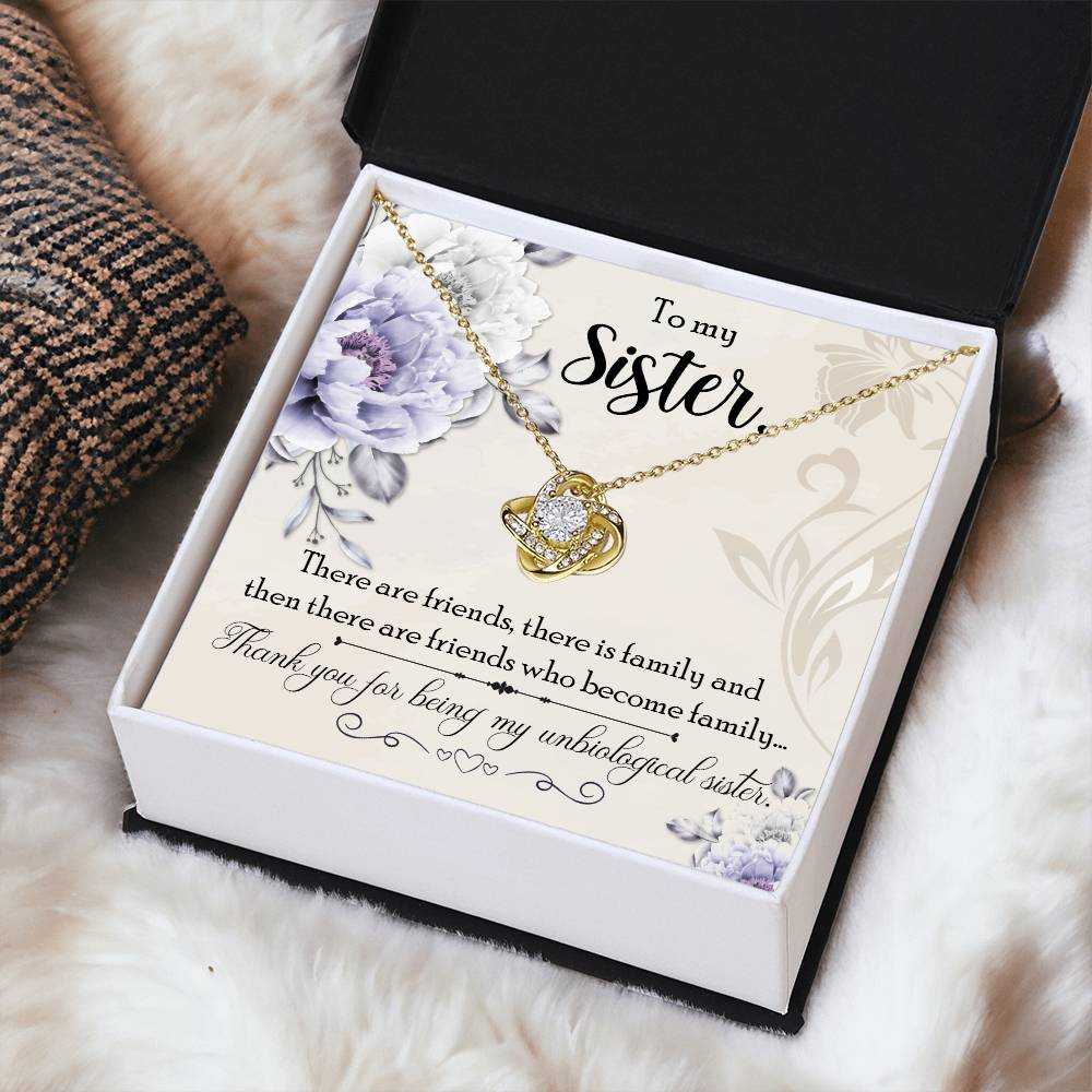 To My Unbiological Sis Love Knot Necklace