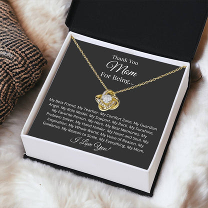 Thank You Mom For Being... Love Knot Necklace