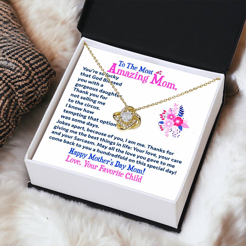 Gift For Amazing Mom Love Knot Necklace