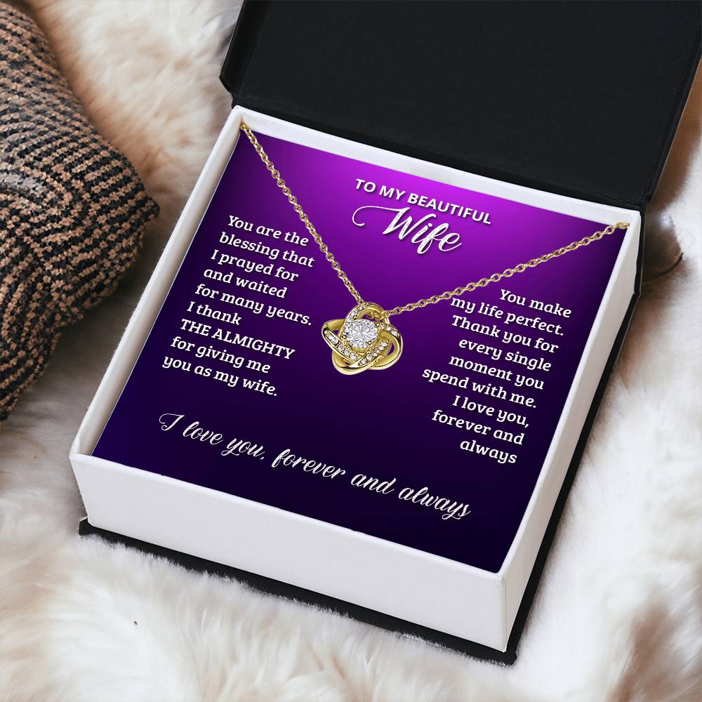Love Knot Necklace - To My Beautiful Wife Love Knot Necklace