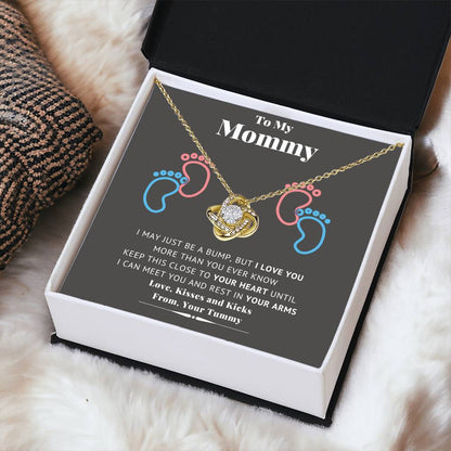To My Mommy Baby Feet Heart First Time Mom Mom To Be Baby Shower Gift Expecting Mother Pendant Necklace Gift Set New Mom Gender  Love Knot Necklace