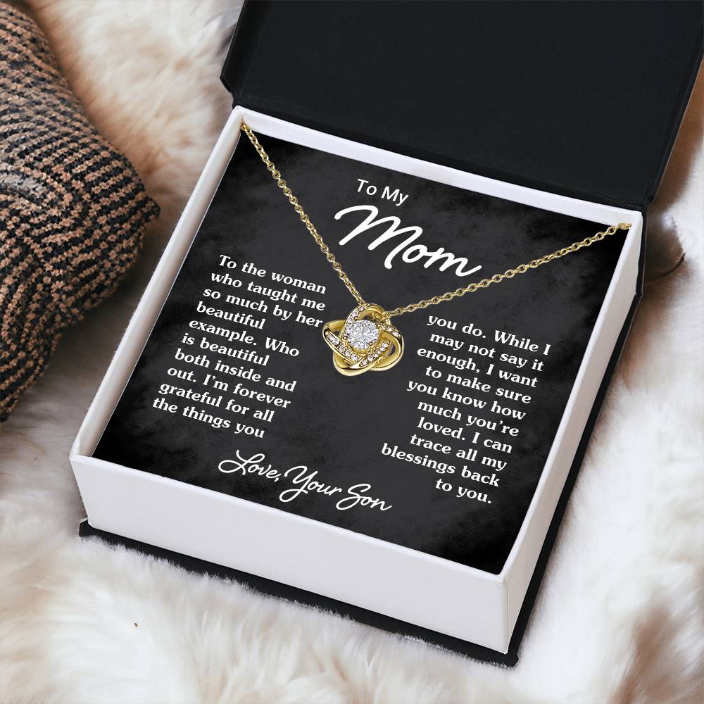 To My Mom - Heart Melt Message Love Knot Necklace 1 Love Knot Necklace