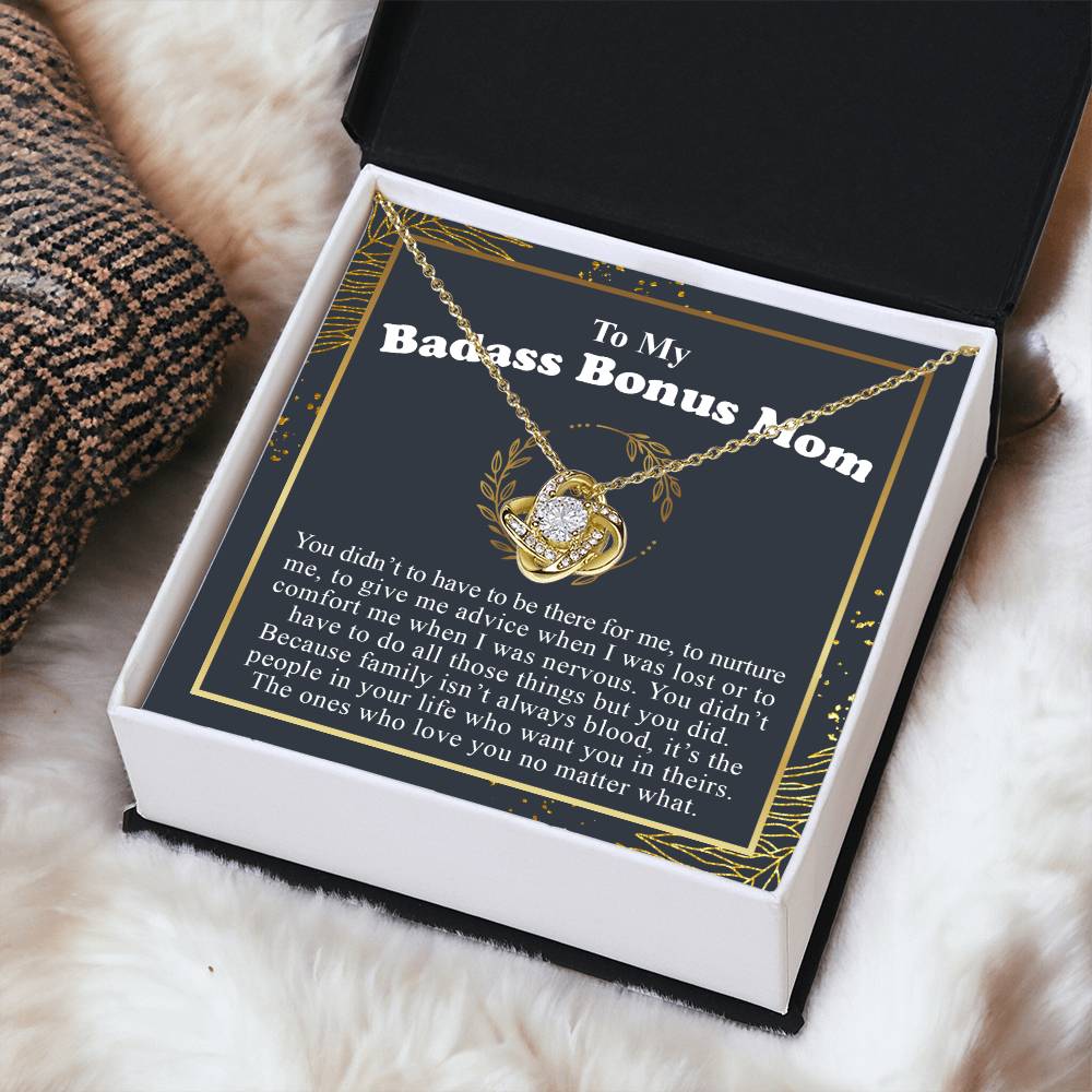 To My Badass Bonus Mom Love Knot Necklace