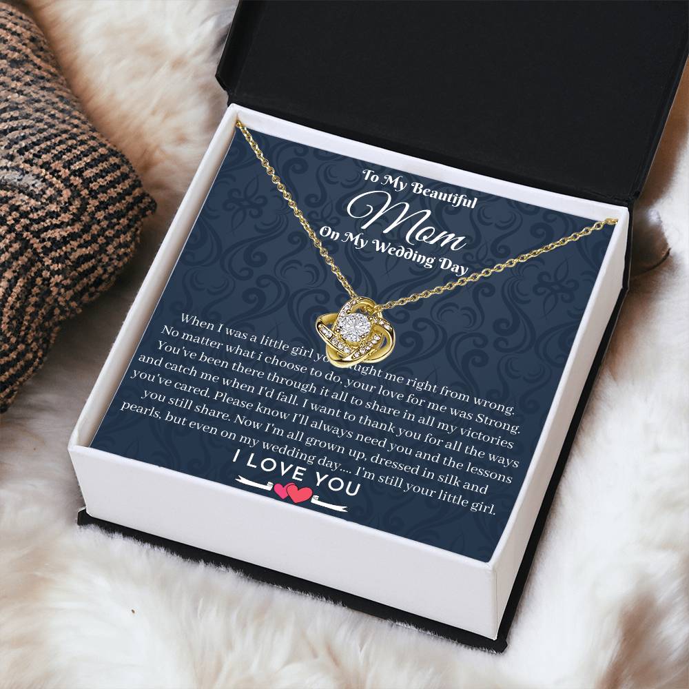 Mother Of The Bride Gift From Daughter To My Lovely Mom On My Wedding Day Necklace Gift From Bride To Mother Momm Love Knot Necklace