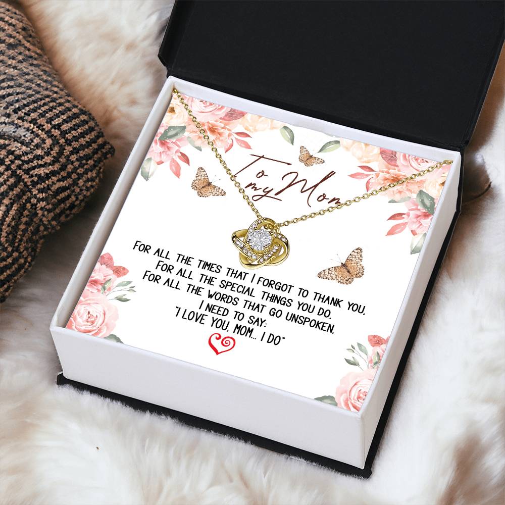 To My Mom Message Card Necklace Gift Necklace For Mom Birthday Gift Necklace For Mom To Mom From Daughter Mom Gift Fr Love Knot Necklace